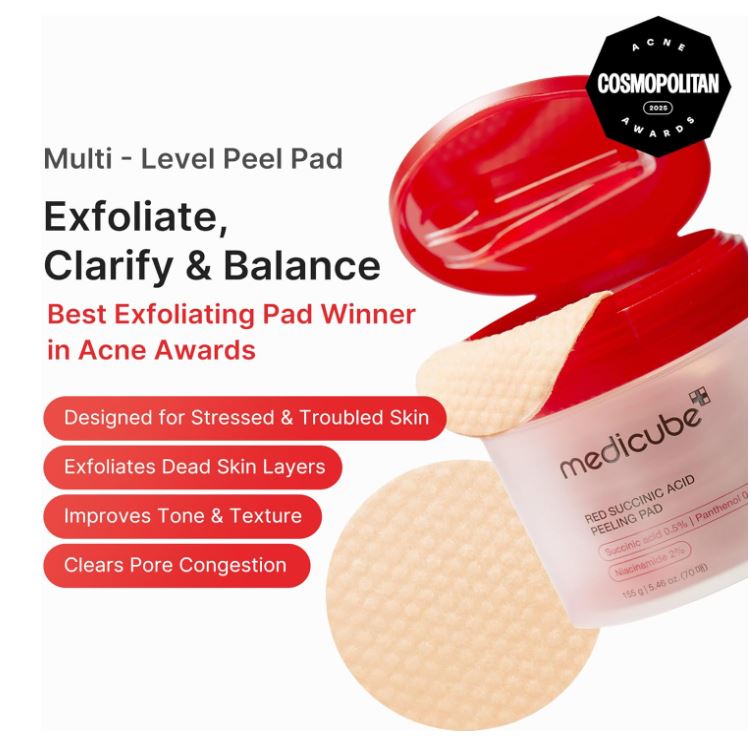 Medicube Red Succinic Acid Panthenol Facial Peeling Pads