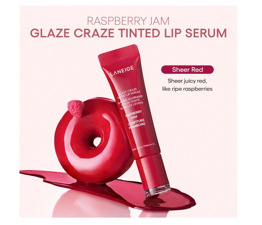 LANEIGE Glaze Craze Tinted Lip Serum , Raspberry Jam