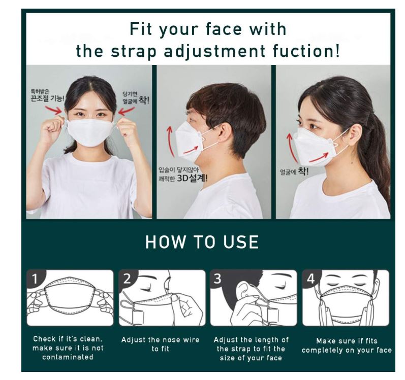 [LG Airwasher] KF94 Disposable Face Mask, 20 Pack (Black)